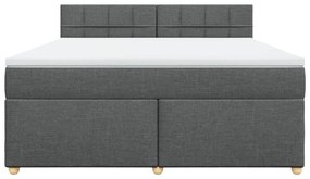 Κρεβάτι Boxspring με Στρώμα Σκούρο Γκρι 180x200 εκ Υφασμάτιν - Γκρι