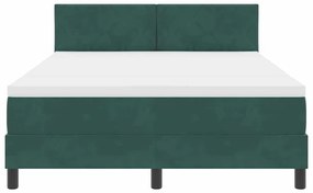 vidaXL Κρεβάτι με ελατήρια Σκούρο πράσινο 140 x 190 cm Βελούδο