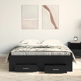 vidaXL κρεβάτι  με συρτάρια Μαύρος Δρυς 120x200 εκ Επεξεργασμένο Ξύλο