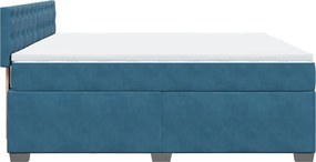 vidaXL Κρεβάτι Boxspring με Στρώμα Μπλε 180x200 εκ. Βελούδινο