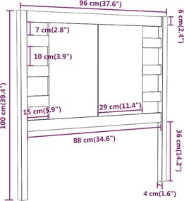 vidaXL Κεφαλάρι 96 x 4 x 100 εκ. από Μασίφ Ξύλο Πεύκου