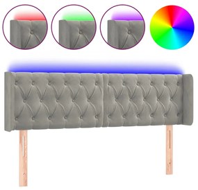 Κεφαλάρι Κρεβατιού LED Ανοιχτό Γκρι 163x16x78/88 εκ. Βελούδινο 3123626