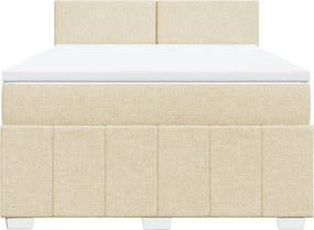 vidaXL Κρεβάτι Boxspring με Στρώμα Κρεμ 140x200 εκ. Υφασμάτινο