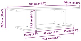 vidaXL Ντουλάπι TV με ράφι Καφέ 103 x 30 x 26.5 εκ Επεξεργασμένο ξύλο