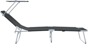 vidaXL Ξαπλώστρα 2 pcs Μαύρο 58 x 188 x 77 εκ. Πολυεστέρας