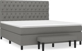 vidaXL Κρεβάτι Boxspring με Στρώμα Σκούρο Γκρι 160x200 εκ Υφασμάτινο