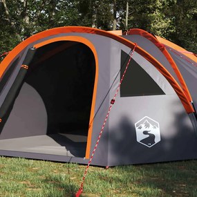 vidaXL Σκηνή Camping με στέγη Γκρι και πορτοκαλί 308 x 268 x 130 εκ.