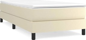vidaXL Κρεβάτι Boxspring με Στρώμα Κρεμ 90x200 εκ. από Συνθετικό Δέρμα