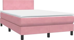 vidaXL Κρεβάτι Boxspring με Στρώμα &amp; LED ροζ 120x220 cm Βελούδινο