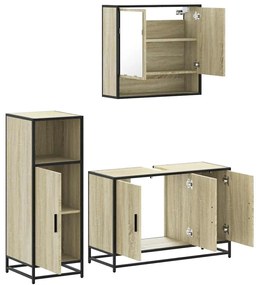 vidaXL Σετ Επίπλων Μπάνιου 3 Τεμαχίων Sonoma Δρυς Επεξεργασμένο Ξύλο
