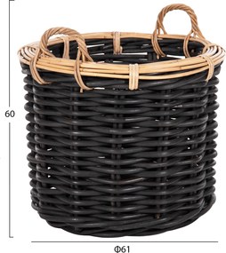 ΣΕΤ 2 ΚΑΛΑΘΙΑ POTTS HM4379 ΜΑΥΡO&ΦΥΣΙΚΟ ΧΡΩΜΑ- CL RATTAN Φ61+Φ45εκ.