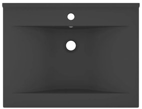Νιπτήρας με Οπή Βρύσης Σκούρο Γκρι Ματ 60 x 46 εκ. Κεραμικός - Γκρι