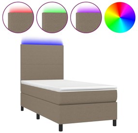 vidaXL Κρεβάτι Boxspring με Στρώμα &amp; LED Taupe 80x200 εκ. Υφασμάτινο