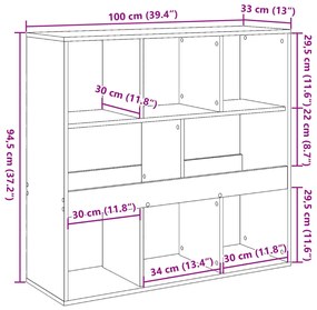 Διαχωριστικό Χώρου-Βιβλιοθήκη Λευκό 100x33x94,5 εκ. Επεξ. Ξύλο - Λευκό