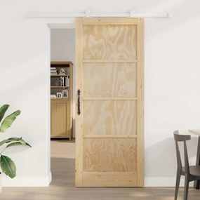 vidaXL Σετ Συρόμενης Πόρτας Φυσικό και λευκό 86 x 211 cm