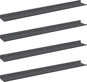 vidaXL Πλωτό ράφι Επιτοίχιο 4 pcs Ανθρακί 80 x 9 x 2,5 εκ. Ατσάλι