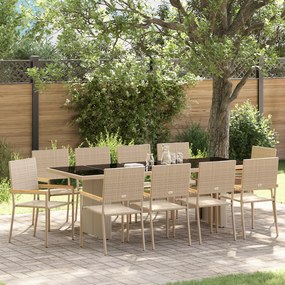 vidaXL Σέτ φαγητού για κήπο 11 pcs Μπεζ Για 10 Άτομα Μεγάλο