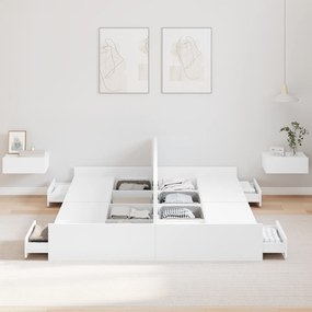 vidaXL Κρεβάτι με αποθηκευτικό χώρο Λευκό 140 x 190 cm Ματ ιμάντας