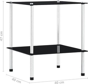 vidaXL Ραφιέρα 2 Επιπέδων Μαύρη 40 x 40 x 47 εκ. από Ψημένο Γυαλί