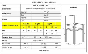 Πολυθρόνα CARMEN PP-UV Άσπρο 58x55x82cm