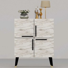 Μπουφές Makro 475OLV1763 70x35x90cm Marble Effect Beige Μοριοσανίδα, Μελαμίνη