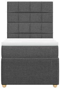 vidaXL Κρεβάτι Boxspring με Στρώμα Σκούρο Γκρι 90x200 εκ. Υφασμάτινο