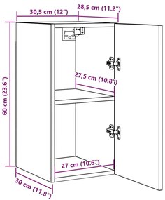 Έπιπλο Τηλεόρασης Αρτισιανή Δρυς 30,5x30x60 εκ. Επεξ. Ξύλο - Καφέ