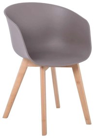 Πολυθρόνα OPTIM PP Sand Beige (Ξύλινο πόδι) 54x51x79cm (Σετ 4 ΤΕΜ)