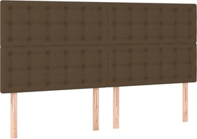 vidaXL Κρεβάτι Boxspring με Στρώμα Σκούρο Καφέ 200x200 εκ. Υφασμάτινο