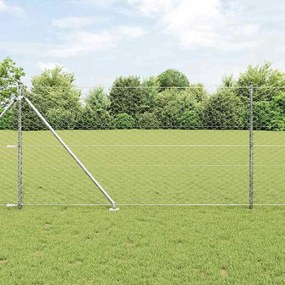 vidaXL Σετ Φράκτη Γαλβανισμένος χάλυβας 25 x 1 μ (50 χλστ. πλέγμα)