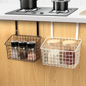 Κρεμαστό Μεταλλικό Καλάθι Ντουλαπιού 28x10x23cm Άσπρο ή Μαύρο - Άσπρο