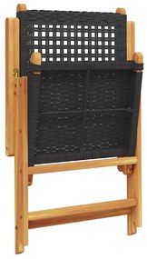 vidaXL Σετ Τραπεζαρίας Κήπου 7 τεμ. Μαύρο από Συνθ. Ρατάν/Μασίφ Ξύλο