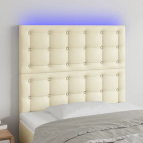 vidaXL Κεφαλάρι Κρεβατιού LED Κρεμ 100x5x118/128 εκ. Συνθετ. Δέρμα
