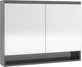 vidaXL Ντουλάπι Μπάνιου με Καθρέφτη 80x15x60 εκ. Λαμπερό Γκρι από MDF