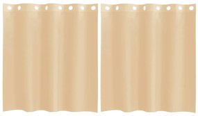 vidaXL Voile κουρτίνες με ροδέλες 2 τεμάχια Χρώμα Άμμου