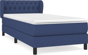 vidaXL Κρεβάτι Boxspring με Στρώμα Μπλε 90x200 εκ.Υφασμάτινο