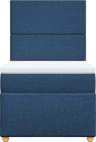 vidaXL Κρεβάτι Boxspring με Στρώμα Μπλε 100 x 200 εκ. Υφασμάτινο