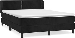 vidaXL Κρεβάτι Boxspring με Στρώμα Μαύρο 140x200 εκ. Βελούδινο