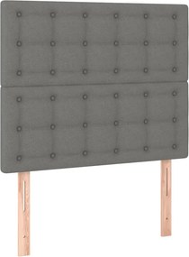 vidaXL Κρεβάτι Boxspring με Στρώμα &amp; LED Σκ.Γκρι 100x200 εκ Υφασμάτινο