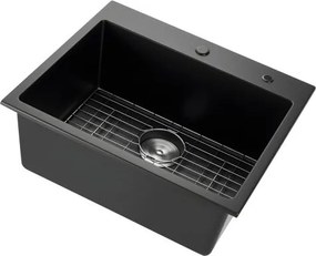 VEVOR 63 cm Granite Kitchen Sink Top Mount Single Bowl Drop-In Basin for RV Bar