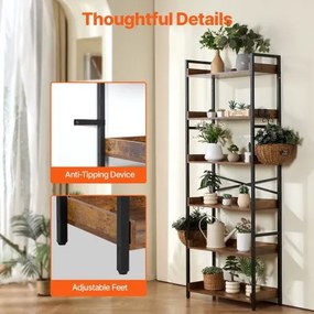 VEVOR Metal Bookshelf Rustic Bookshelf 6-Tier for Living room Bedroom &amp; Office
