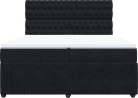 vidaXL Κρεβάτι Boxspring με Στρώμα Μαύρο 200x200 εκ. Βελούδινο