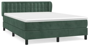 Κρεβάτι Boxspring με Στρώμα Σκούρο Πράσινο 140x190εκ. Βελούδινο - Πράσινο