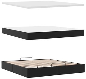 vidaXL Οθωμανικό κρεβάτι με στρώμα Μαύρο 160x200cm Faux Leather
