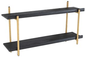 Artekko Shelf Ραφιέρα Επιτοίχια με 2 Ράφια Μέταλλο Ξύλο Ρατάν Μαύρο (92x25x52)cm Artekko 78038-DS