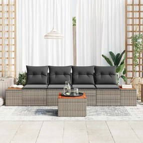vidaXL Σετ Καναπέ Κήπου με μαξιλάρι 5 pcs Γκρι Πολυ ράταν