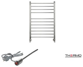 Thermo BELLAVIA Θερμαινόμενη πετσετοκρεμάστρα από ανοξείδωτο χάλυβα με ηλεκτρική λειτουργία, 75x50cm Inox Brushed
