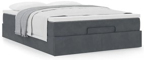 vidaXL Οθωμανικό κρεβάτι με στρώμα σκούρο γκρι 140x190cm Βελούδο