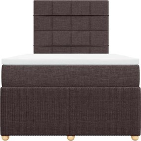 vidaXL Κρεβάτι Boxspring με Στρώμα Σκούρο Καφέ 120x190 εκ Υφασμάτινο