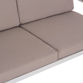 Καναπές Κήπου SAFIN C6279.01 Διθέσιος Αλουμίνιο Λευκό - Μαξιλάρια Μπέζ 140x70x77Υ εκ. 140x70x77 εκ.